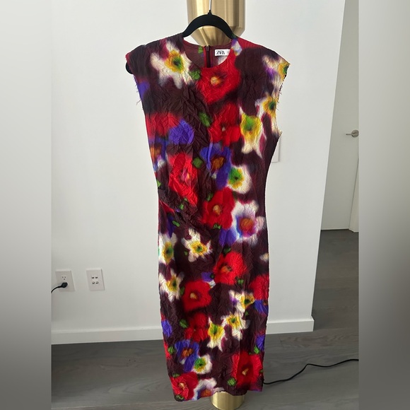 Zara - Floral Print Dress Multicolored - S - Picture 2 of 7